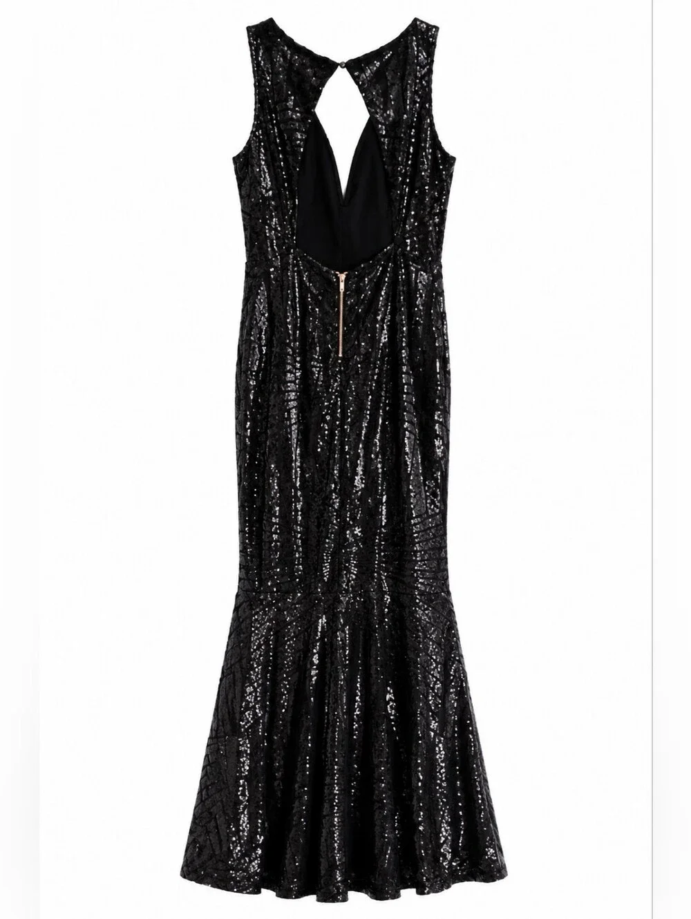 Good Time USA Black Sequin Evening Gown Prom Dress Mermaid Formal Maxi Size S